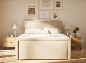 Бежово боксспринг легло 180x200 cm с място за съхранение Fresco – Maison de Rêve