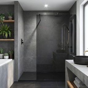 Параван за душ Rea Flexi Grey / Black 140