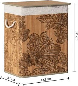 Кош за пране 5five Blackflora, Бамбук, 60 l