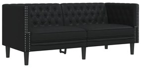 372659 vidaXL Диван Chesterfield с 2 седалки от черна kunstnahast