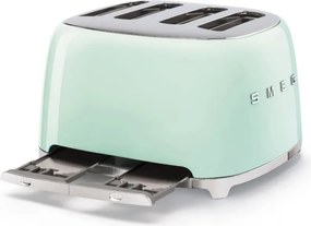 Тостер за хляб SMEG 50's Style TSF03PGEU, 2000W, 4 филии, 6 нива, Тавичка за трохи, Вграден кабел, Неръждаема стомана, Зелен