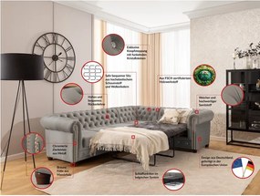 Сив кадифен разтегателен ъглов диван (десен ъгъл L форма) York Blik – Ropez