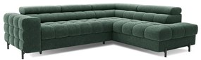 Зелен разтегателен ъглов диван с място за съхранение от букле (десен ъгъл L форма) Ferucce – ELTAP