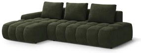 Зелен кадифен сгъваем/с място за съхранение ъглов диван (ляв ъгъл) Linz – Cosmopolitan Design