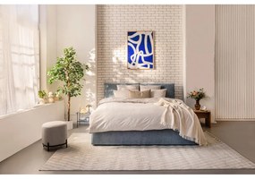 Синьо тапицирано двойно легло с място за съхранение и матрак с решетка 180x200 cm Thessa Pillow - Bonami Selection