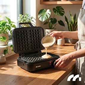 Вафелник MalTec 1200 W – за 2 големи вафли, регулируема температура, мраморна незалепваща повърхност