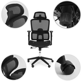 Ергономичен офис стол с регулируема облегалка за глава и мрежеста облегалка