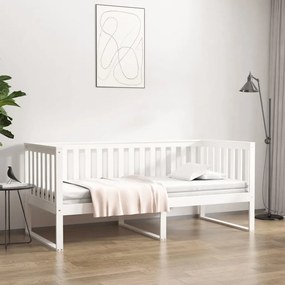 820872 vidaXL Дневно легло без матрак, бял, 90x200 см, борово дърво масив