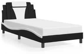 3208080 vidaXL Рамка за легло Viana без матрак, черна, бяла, 100x200см, изкуствена кожа