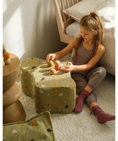 Зелен детски пуф от букле и шенил Terrazzo Cloud – Wigiwama