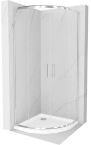 Mexen Rio душ кабина полукръгла 90 x 90 см, прозрачна, хром + корито Flat, бял