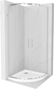 Mexen Rio душ кабина полукръгла 90 x 90 см, прозрачна, хром + корито Flat, бял