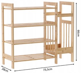 Бамбукова етажерка с 4 рафта 73,5 x 28 x 66 cm
