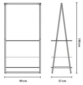 Многофункционална закачалка за дрехи Brabantia Linn 1008930, 2 рафта, Стомана, Черен