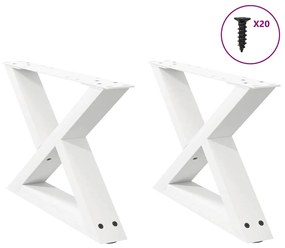 4012685 vidaXL Крака за масичка за кафе, 2 бр., бели, 50 x (30-31,3) см, стомана