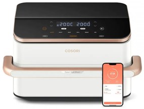 Двоен фритюрник с горещ въздух Cosori Dual Blaze TwinFry CAF-TF101S, 10 л, 6 програми, 35-240 C, Таймер, ThermoIQ, Синхронизирано готвене и приключване, Бял