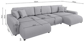 Светлосив ъглов диван с място за съхранение от рипсено кадифе Sara – Ropez