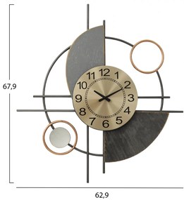 Стенен часовник HM7557 сив и златист цвят