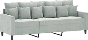 359313 vidaXL 3-местен диван, светлосив, 180 см, кадифе