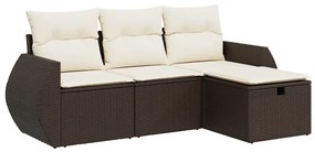 3325559 vidaXL Градински комплект с възглавници, 4 части, кафяв, полиратан