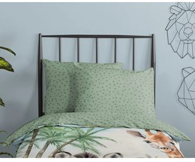 Зелено единично памучно детско спално бельо 140x200 cm Thabo – Good Morning