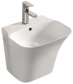 Мивка за баня ICC 4637, Inter Ceramic, с полуконзола, стенен монтаж, с отвор за смесител и преливник, порцелан, бял, 48x42x38см