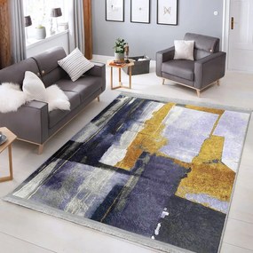 Жълт/тъмносин килим подходящ за пране 160x230 cm Unique – Mila Home