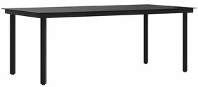 3100107 vidaXL Градинска трапезна маса черна 200x100x74 см стомана и стъкло