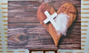 Картина на платно – Кръст на дървено фон