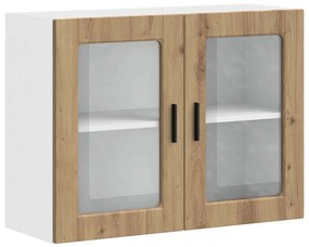 854096 vidaXL Кухненски стенен шкаф със стъклена врата Porto дъб артизан