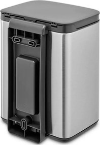 Кош за боклук Brabantia Bo Small 1006625, 4 л, Плавно и безшумно отваряне, Противоплъзгаща основа, Устойчив на пръстови отпечатъци, Инокс/Мат