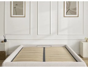 Бяло двойно легло 180x200 cm тапицирано с място за съхранение/без табла с включена подматрачна рамка Inera – Bobochic Paris