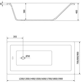 Mexen Cubik правоъгълна вана 120 x 70 см, бяла - 55031207000
