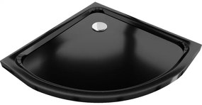Mexen Flat полукръгъл поддушен под 80 x 80 см, черен, хромиран сифón - 41708080