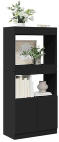 855107 vidaXL Висок шкаф, черен, 63x33x140 см, инженерно дърво