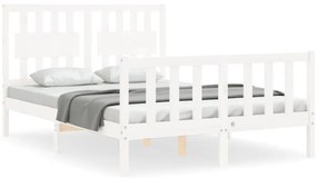 3192407 vidaXL Рамка за легло без матрак, бял, 140x190 см, бор масив