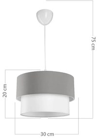 Бяло-сива лампа за таван 60x18,5 cm - Squid Lighting