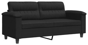 359564 vidaXL 2-местен диван, черно, 140 см, микрофибърен плат