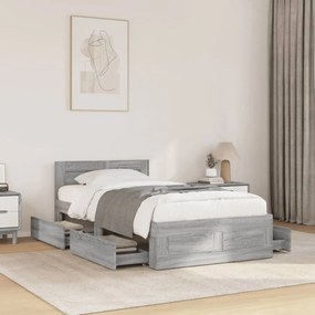 3295616 vidaXL Рамка за легло с табла, сив сонома, 90x190 см, инженерно дърво