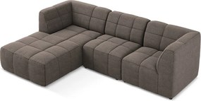 Кафяв ъглов диван от прежда с примки от букле (ляв ъгъл) Aloha – Makamii