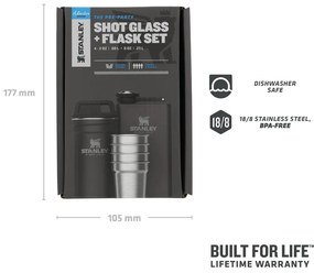 Черен комплект колба и чаши за шотове 6 бр. от неръждаема стомана 250 ml Adventure Black – Stanley