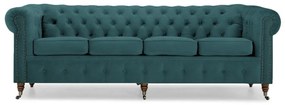 Диван Chesterfield в цвят тюркоаз, четириместен 238х86х80 см