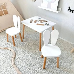GINGER HOME К-кт дървена маса с 2 столчета BUNNY БЯЛ