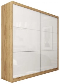 Гардероб с плъзгащи врати KUREZ, 180x216x61, дъб  artisan/бял