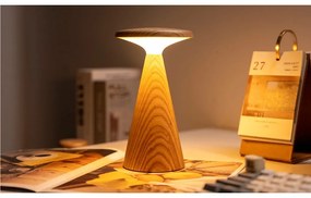 LED настолна лампа в естествен цвят с дървен абажур (височина 21 cm) Sylva – Gingko