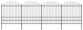 Sonata Градинска ограда с пики, стомана, (1,75-2)x6,8 м, черна