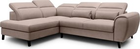 Бежов кадифен разтегателен ъглов диван с място за съхранение (ляв ъгъл L форма) Noble – ELTAP