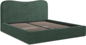 Зелено двойно легло 180x200 cm тапицирано с място за съхранение с включена подматрачна рамка Kahai – Makamii