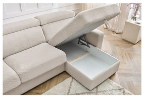 Кремав разтегателен ъглов диван от рипсено кадифе (променлив) Monaco – Bobochic Paris