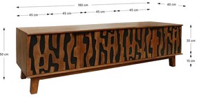 Кафява маса за телевизор от масивно манго 180x50x40 cm Kantu – MOME